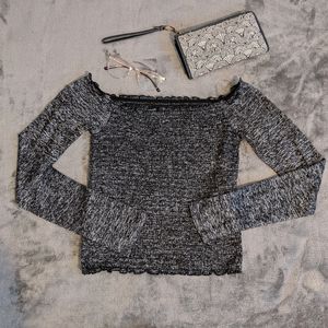 Hollister black off the shoulder long sleeve top